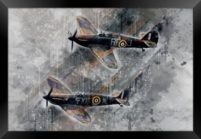 Spitfire and Hurricane Art Framed Print by J Biggadike