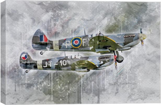 Spitfire TD314 and SL633 Canvas Print by J Biggadike