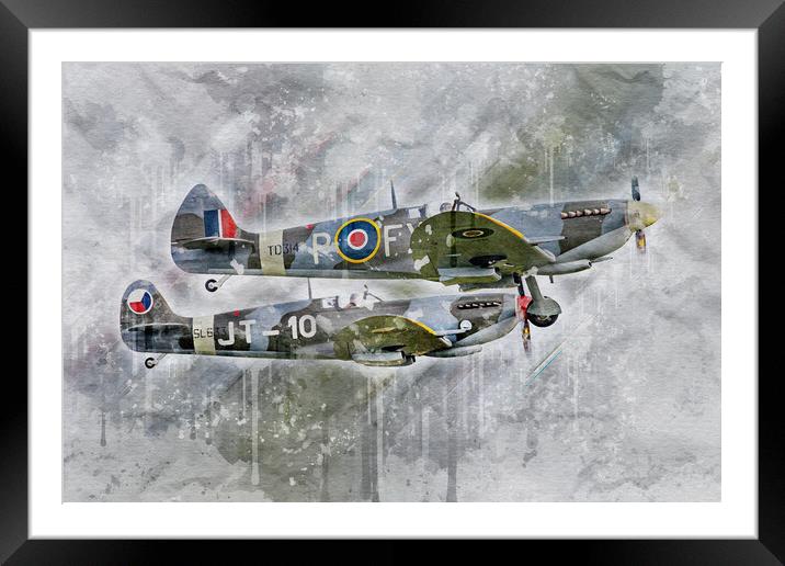 Spitfire TD314 and SL633 Framed Mounted Print by J Biggadike