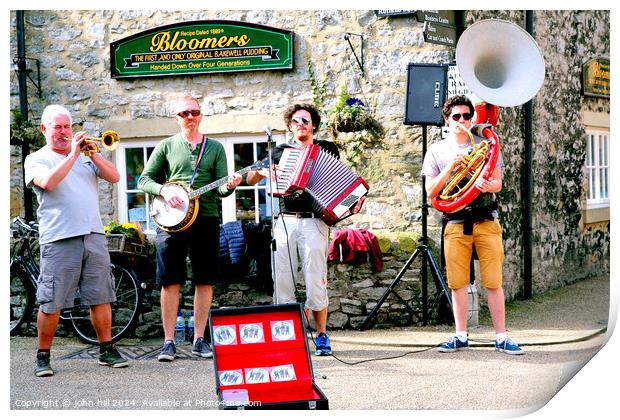 Busking at Bakewell, Derbyshire. Print by john hill