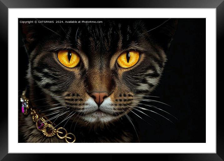 TABBY CAT Framed Mounted Print by CATSPAWS 