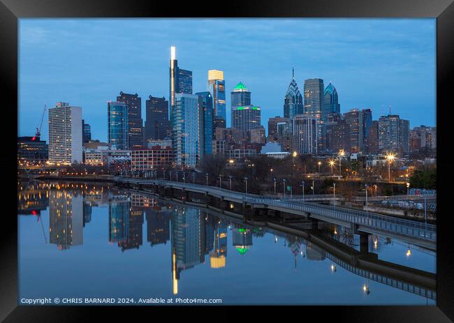 Philadelphia Skyline At Night Framed Print by CHRIS BARNARD