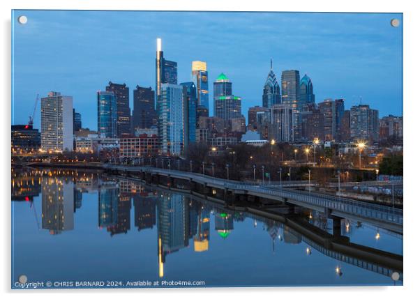 Philadelphia Skyline At Night Acrylic by CHRIS BARNARD