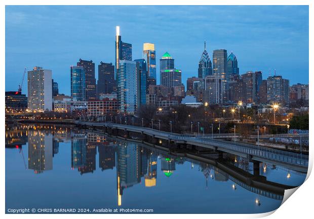 Philadelphia Skyline At Night Print by CHRIS BARNARD