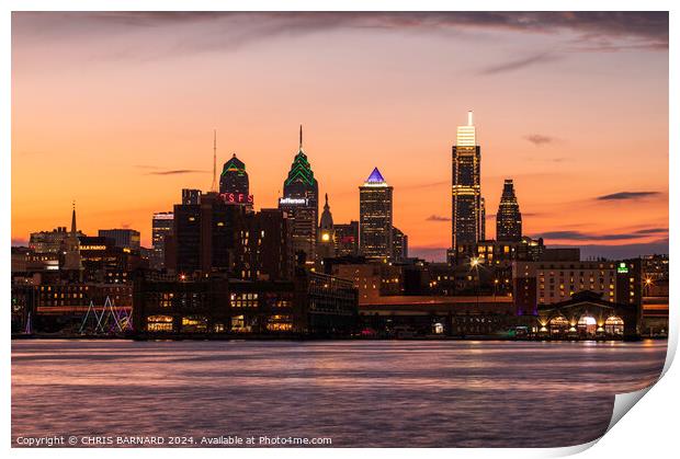 Sunset over Philadelphia Print by CHRIS BARNARD