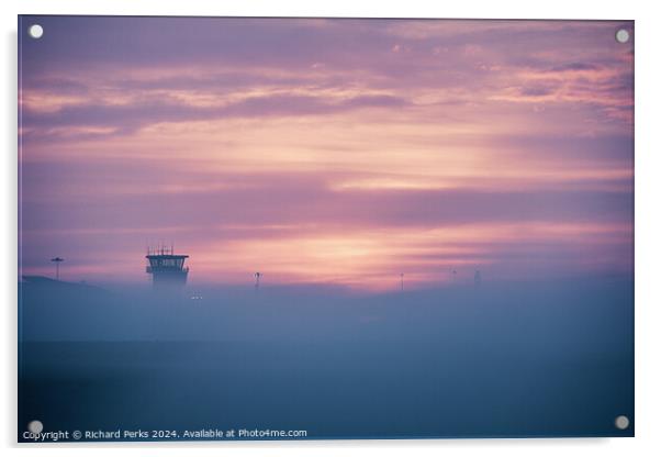 Leeds Bradford Airport Tower in the Fog Acrylic by Richard Perks