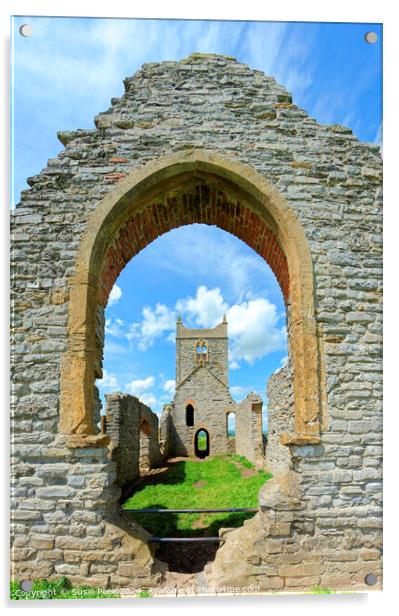 Ruins of St Michaels Church Burrow Mump Somerset Acrylic by Susie Peek
