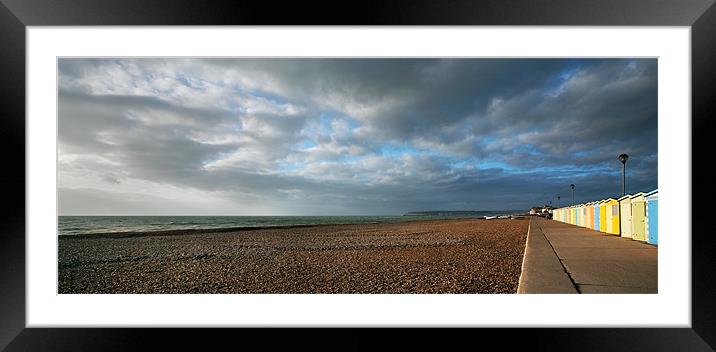 Beach and Beach Huts Seaford East Sussex Framed Mounted Print by Natalie Kinnear
