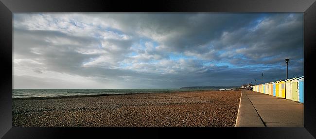 Beach and Beach Huts Seaford East Sussex Framed Print by Natalie Kinnear