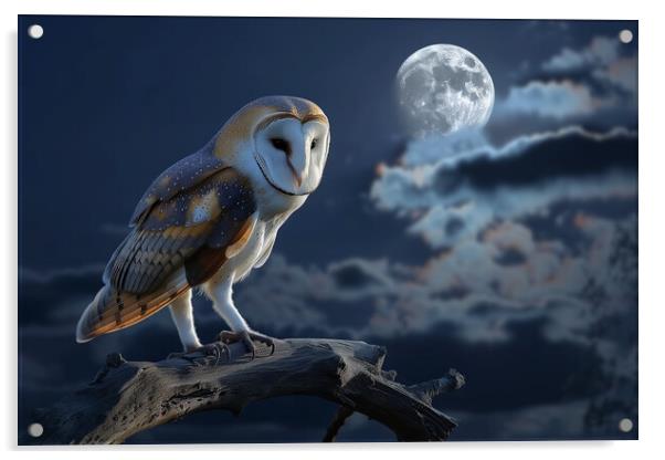 Barn Owl in the Moonlight Acrylic by T2 