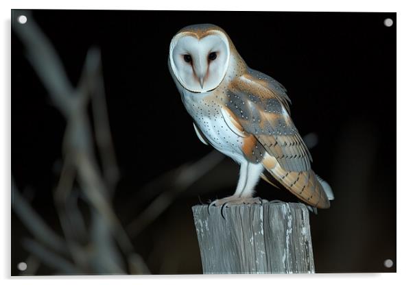 Barn Owl at Night Acrylic by T2 