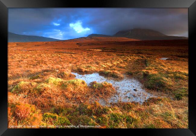 Moorland and mountain, Sutherland, Northern Scotland UK Framed Print by Geraint Tellem ARPS