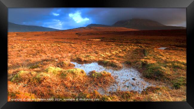 Moorland and mountain, Sutherland, Northern Scotland UK Framed Print by Geraint Tellem ARPS
