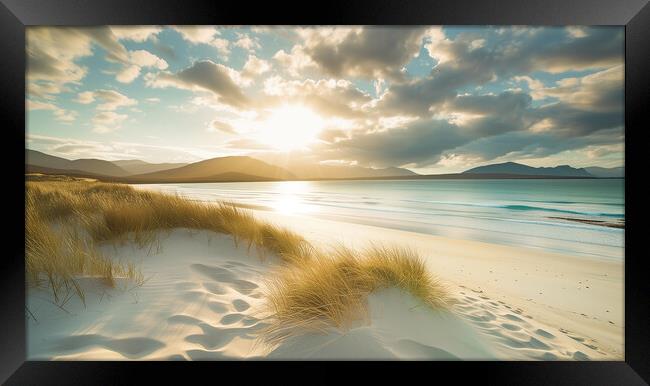 Luskentyre beach - Scottish isle of Harris Framed Print by T2 