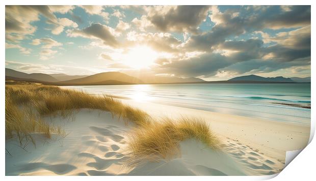 Luskentyre beach - Scottish isle of Harris Print by T2 