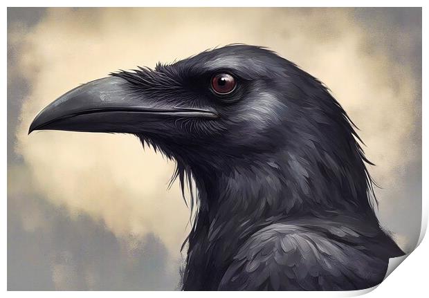 Crow. Portrait Print by Anne Macdonald