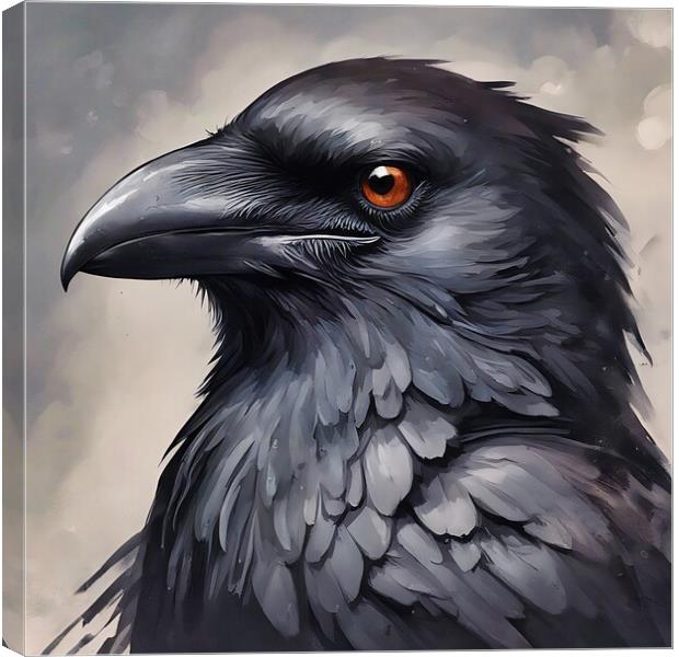 Portrait of a Crow Canvas Print by Anne Macdonald