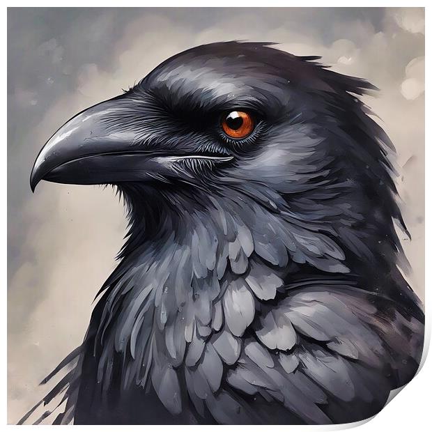 Portrait of a Crow Print by Anne Macdonald