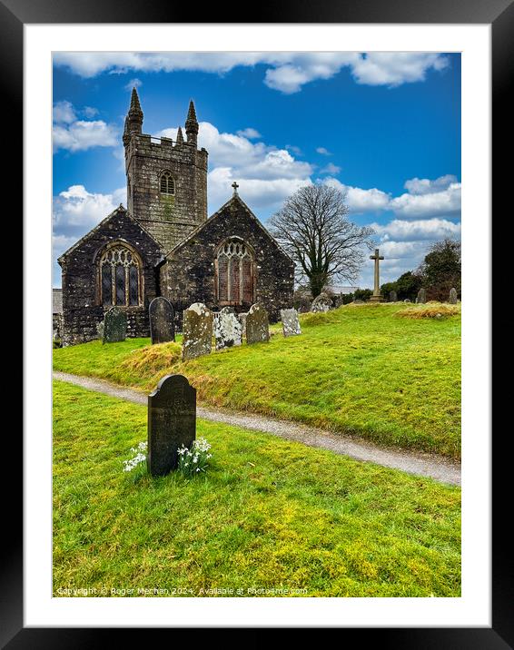 Sheepstor church  Dartmoor Devon Framed Mounted Print by Roger Mechan
