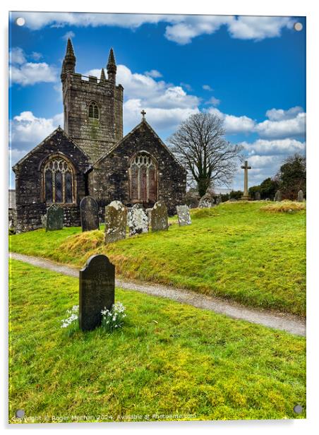Sheepstor church  Dartmoor Devon Acrylic by Roger Mechan