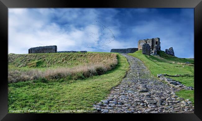 Geese Fly Over Duffus Castle Framed Print by Tom McPherson