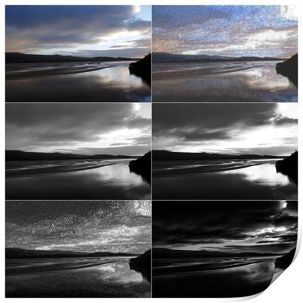 Dwyryd estuary, winter afternoon montage Print by Paul Boizot