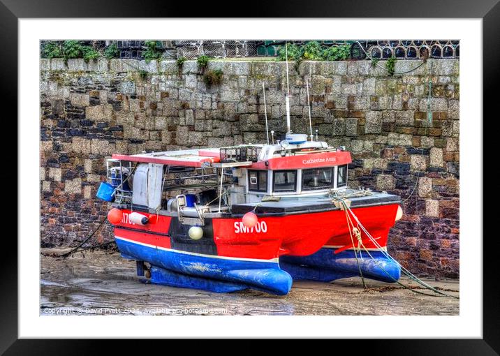 Catherine Anne Boat Newquay Harbour  Framed Mounted Print by David Pyatt