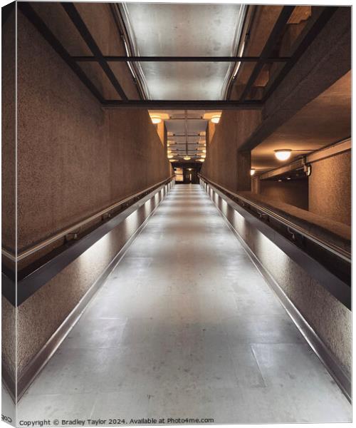 A Brutalist Corridor, Barbican Centre, London Canvas Print by Bradley Taylor