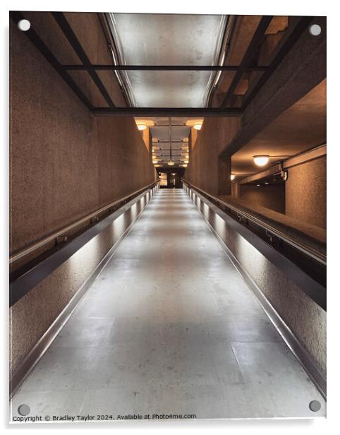 A Brutalist Corridor, Barbican Centre, London Acrylic by Bradley Taylor