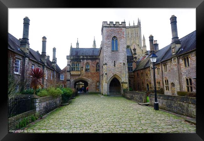 Wells Cathedral Vicars Close  Framed Print by Les Schofield