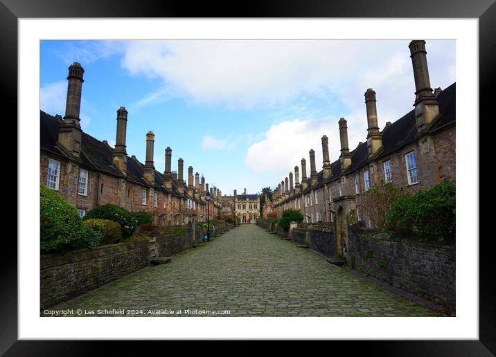 Vicars close Wells Somerset Framed Mounted Print by Les Schofield