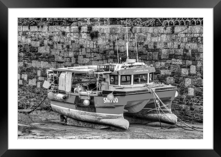 Catherine Anne Fishing Boat Newquay Harbour  Framed Mounted Print by David Pyatt