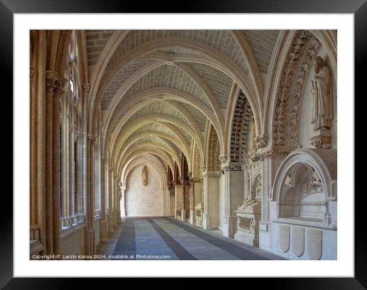 Gothic cloister - Burgos Framed Mounted Print by Laszlo Konya