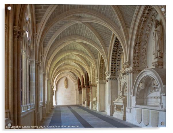 Gothic cloister - Burgos Acrylic by Laszlo Konya