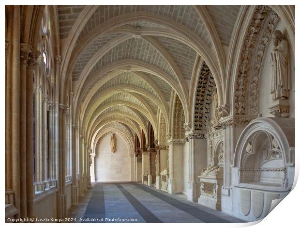 Gothic cloister - Burgos Print by Laszlo Konya