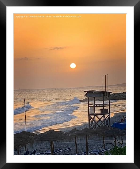 Sunset at Lifeguard Tower Santo Tomas Beach Menorc Framed Mounted Print by Deanne Flouton