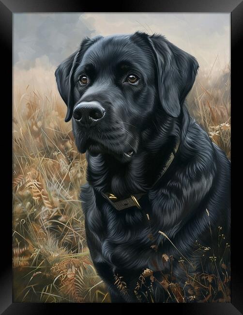 Black Labrador Portrait Framed Print by K9 Art