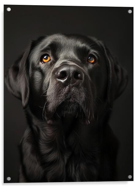 Black Labrador Portrait Acrylic by K9 Art