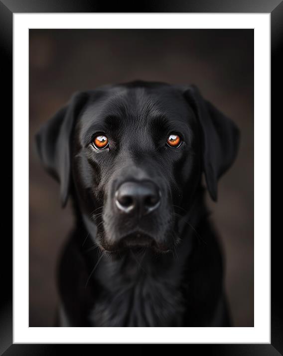Black Labrador Portrait Framed Mounted Print by K9 Art