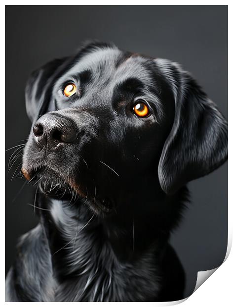 Black Labrador Portrait Print by K9 Art