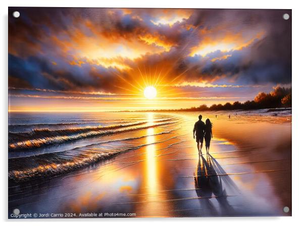 Beach walk at sunset - GIA-2310-1113-ILU Acrylic by Jordi Carrio