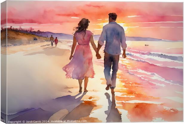 A walk on the beach at twilight - GIA-2310-1114-WAT Canvas Print by Jordi Carrio