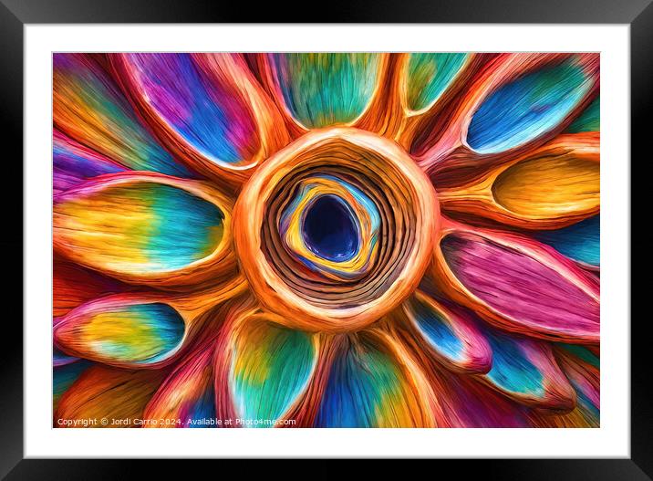 Colorful floral vortex - GIA-2310-1116-OIL Framed Mounted Print by Jordi Carrio