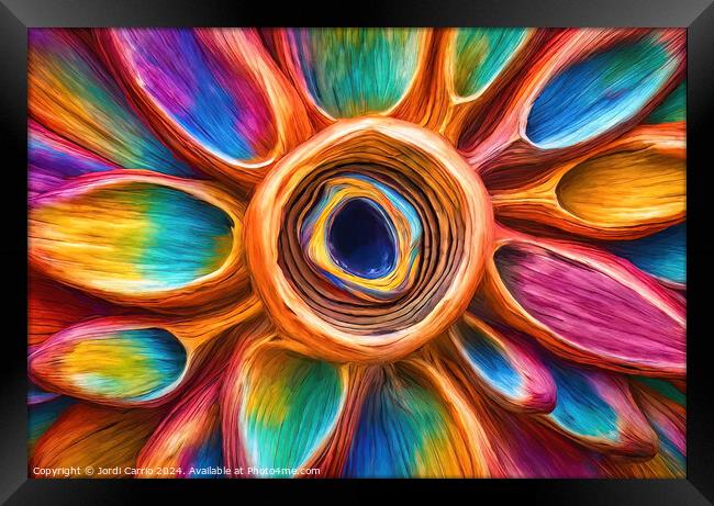Colorful floral vortex - GIA-2310-1116-OIL Framed Print by Jordi Carrio