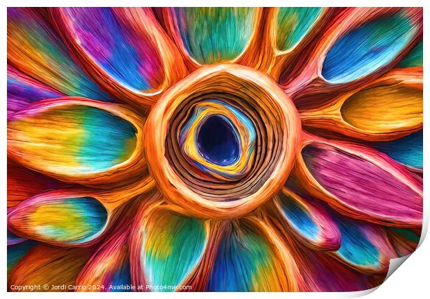Colorful floral vortex - GIA-2310-1116-OIL Print by Jordi Carrio