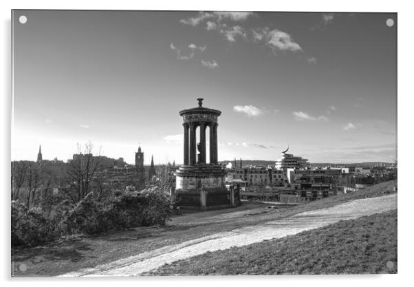 Edinburgh Cityscape BW Acrylic by Alison Chambers