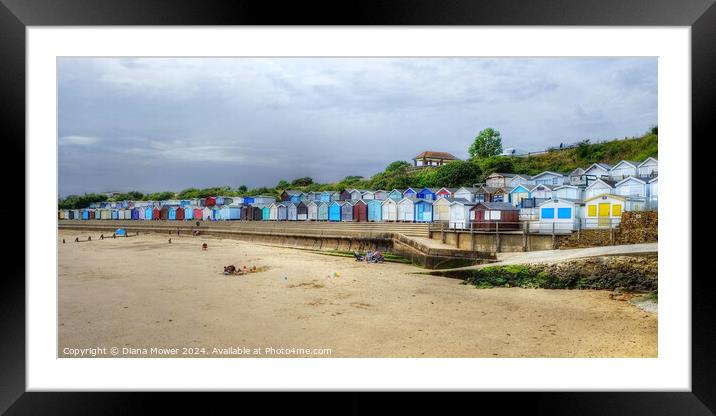 Walton on the naze beach huts  Framed Mounted Print by Diana Mower