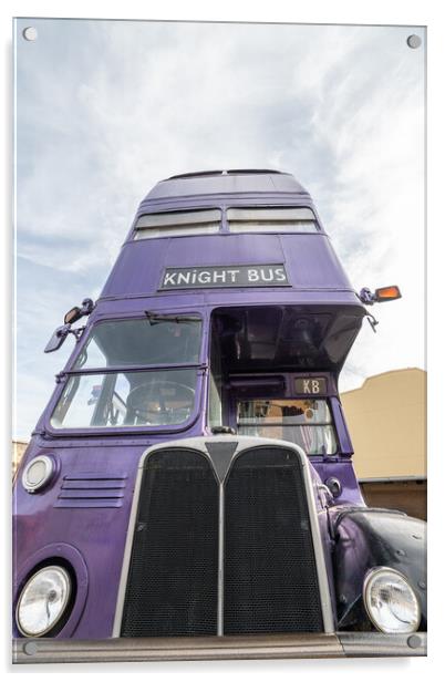 Wizarding World Knight Bus at The Making of Harry Potter Studio Tour, Leavesden, Hertfordshire, England Acrylic by Dave Collins