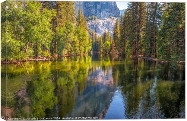 A Merced River Calm - Yosemite Valley Canvas Print by Joseph S Giacalone