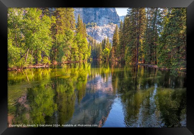 A Merced River Calm - Yosemite Valley Framed Print by Joseph S Giacalone